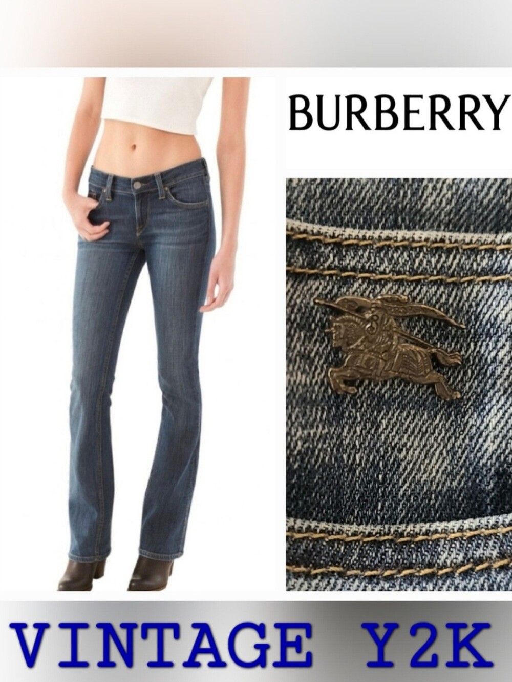 Burberry Brit Vintage Islington Jeans Boot Leg Rare Ultra Low Rise Sz 26